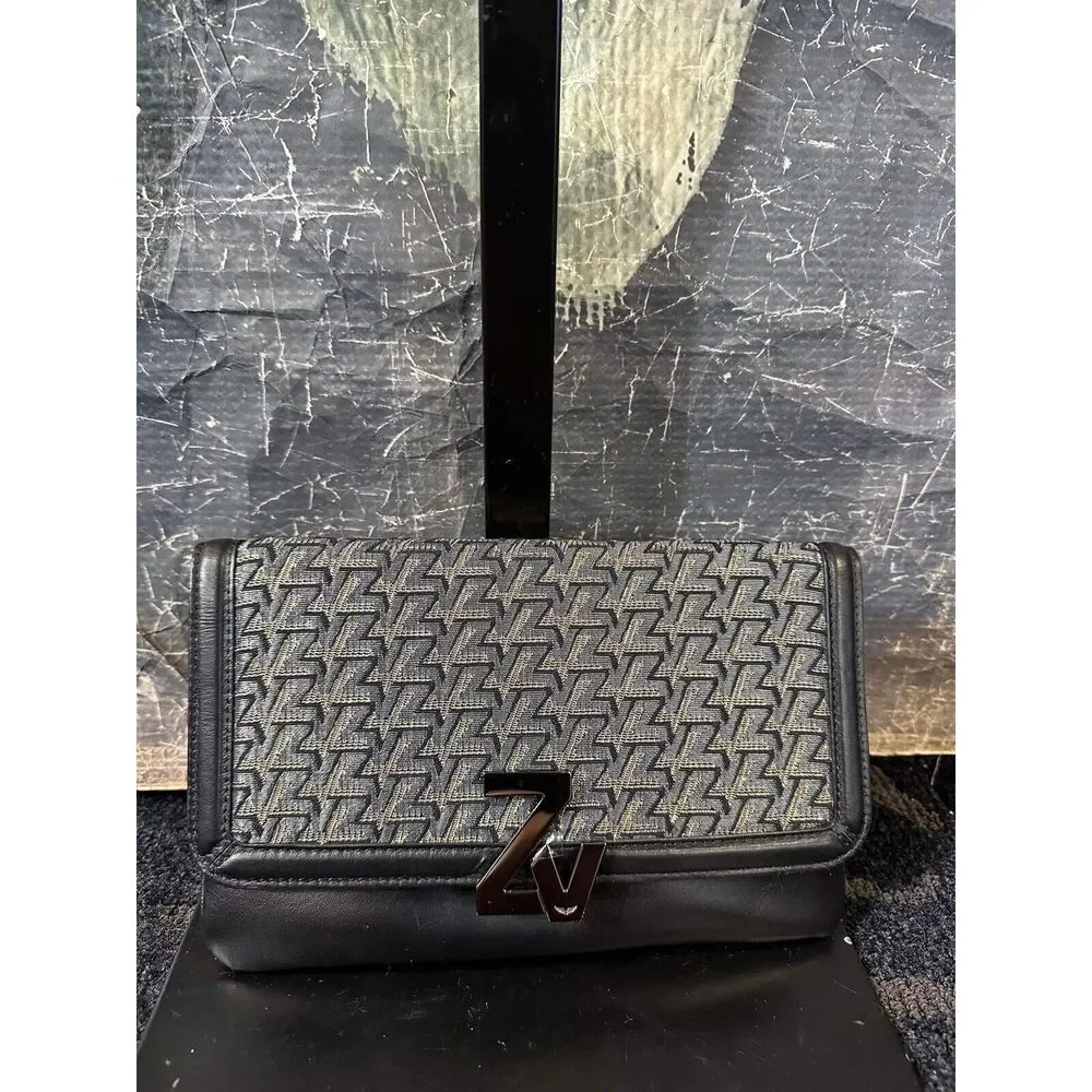 New Zadig & Voltaire Logo Crossbody Bag Leather Black Silver Hardware_9